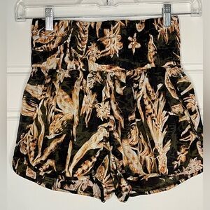 FP Movement by Free People Black and Tan Floral Print Running Shorts